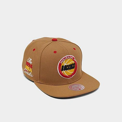 Shop Mitchell And Ness Houston Rockets Nba Wheat Hardwood Classics Snapback Hat In Wheat/red