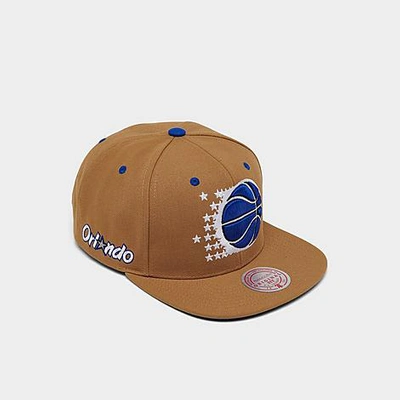 Shop Mitchell And Ness Orlando Magic Nba Wheat Hardwood Classics Snapback Hat In Wheat/blue