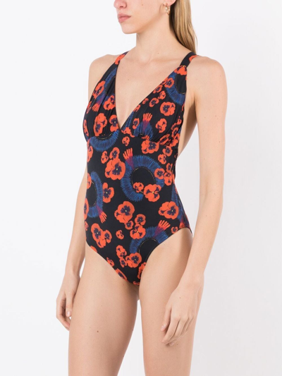 Shop Isolda Floral-print One-piece Swimsuit In Black