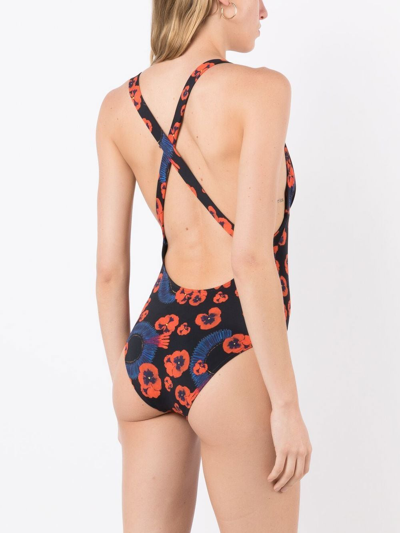 Shop Isolda Floral-print One-piece Swimsuit In Black