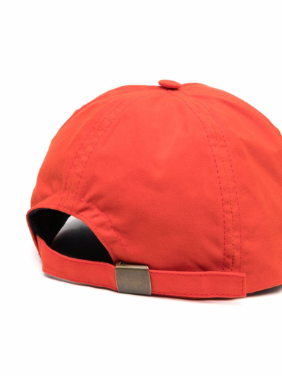 Shop Mackintosh Waxed Cotton Cap In Orange