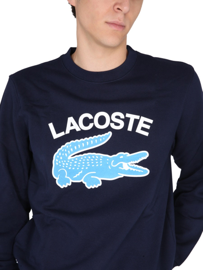 Shop Lacoste Crewneck Sweatshirt In Blue