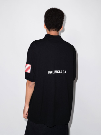 Shop Balenciaga Patch-embellished Nasa Polo Shirt In Black