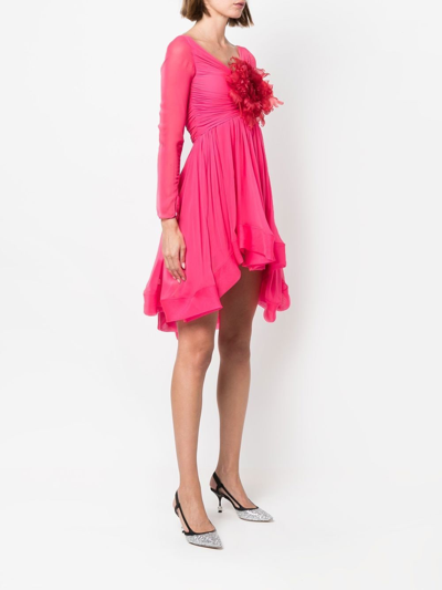 Shop Giambattista Valli Ruched High-low Dress In Pink