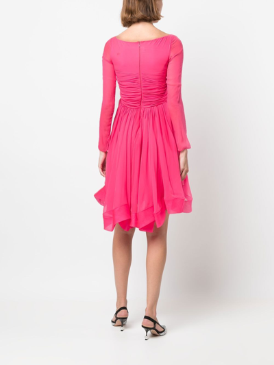 Shop Giambattista Valli Ruched High-low Dress In Pink