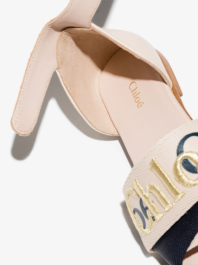 Shop Chloé Embroidered-logo Open-toe Sandals In Pink