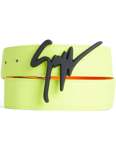 Shop Giuseppe Zanotti Signature-logo Buckle Belt In Yellow