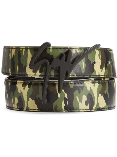 Giuseppe Zanotti Signature Buckle Camouflage-print Belt In Black | ModeSens