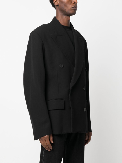 Shop Balenciaga Double-breasted Tailored Peacoat In Black