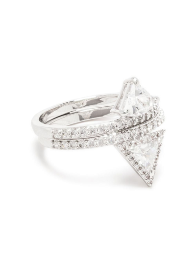 Shop Swarovski Ortyx Triangle Cut Ring In Silver