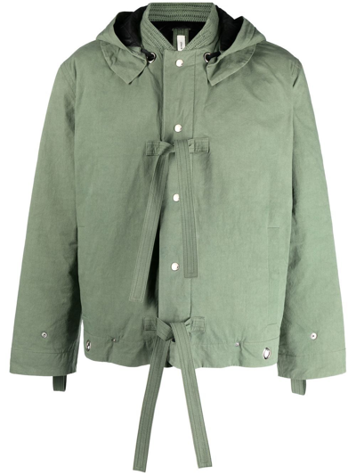 Shop Craig Green Tie-detail Hooded Jacket In Green