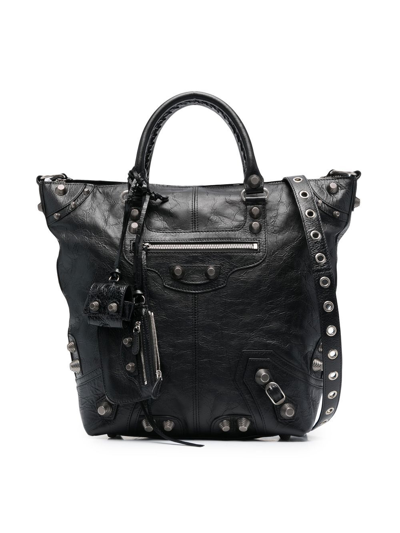Shop Balenciaga Medium Le Cagole Leather Tote Bag In Black