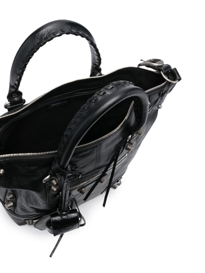 Shop Balenciaga Medium Le Cagole Leather Tote Bag In Black