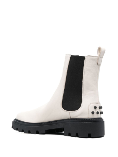 Shop Tod's Rubber-stud Chelsea Boots In White