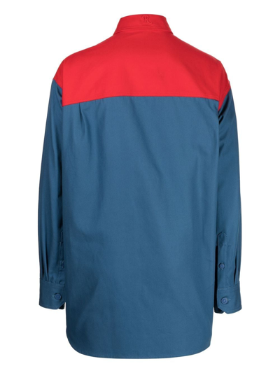 Shop Raf Simons Panelled Long-sleeve Shirt In Blue