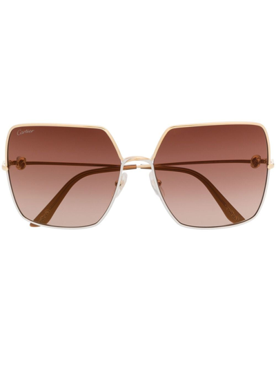 Shop Cartier Oversized-frame Tinted Sunglasses In Gold