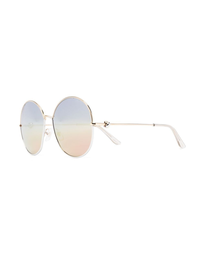 Shop Cartier Round-frame Gradient Sunglasses In Gold