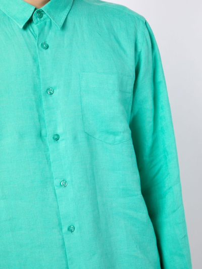 Shop Vilebrequin Long-sleeve Linen Shirt In Green