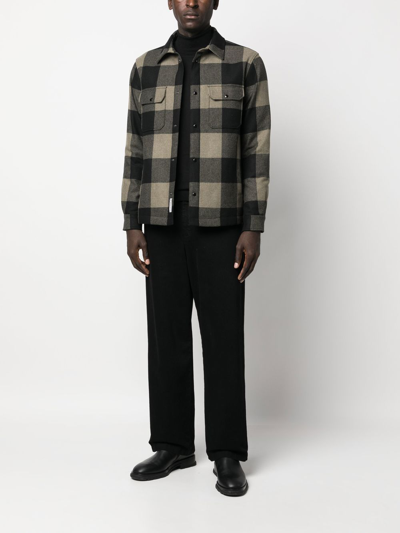 Shop Woolrich Plaid-check Quilted Shirt Jacket In Green