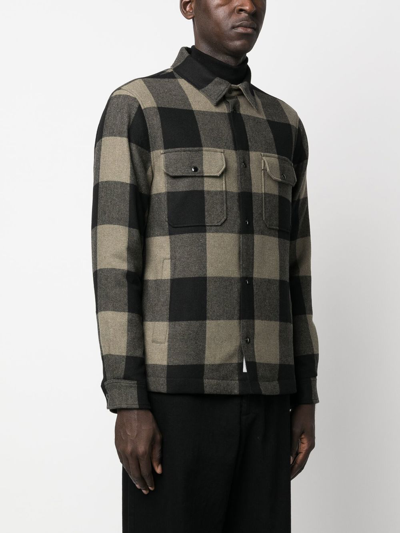 Shop Woolrich Plaid-check Quilted Shirt Jacket In Green