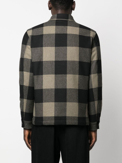 Shop Woolrich Plaid-check Quilted Shirt Jacket In Green