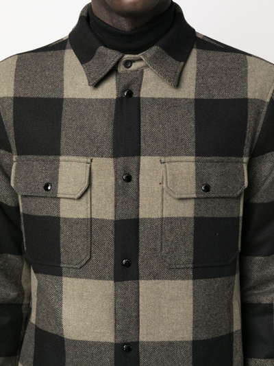 Shop Woolrich Plaid-check Quilted Shirt Jacket In Green