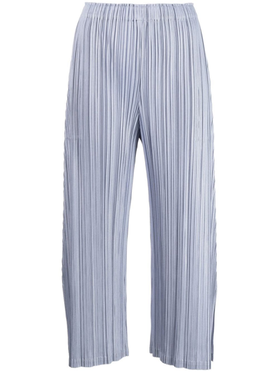 Shop Issey Miyake Plissé-effect Cropped Trousers In Blue