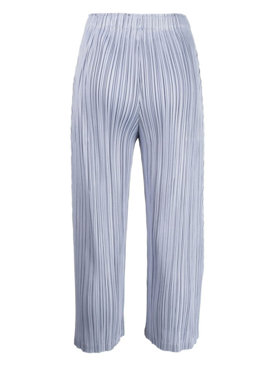 Shop Issey Miyake Plissé-effect Cropped Trousers In Blue
