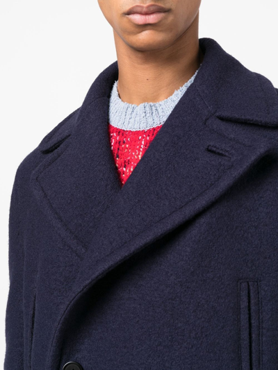 Shop Marni Double-breasted Wool Coat In Blue