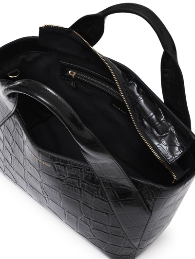 Shop Anine Bing Maya Crocodile-embossed Tote Bag In Black