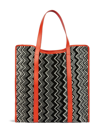 Shop Missoni Keith Zigzag-print Tote Bag In Black