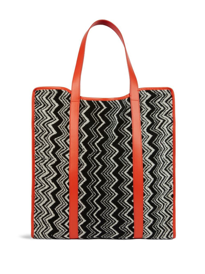 Shop Missoni Keith Zigzag-print Tote Bag In Black