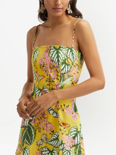 Shop Oscar De La Renta Floral-print Short Dress In Yellow