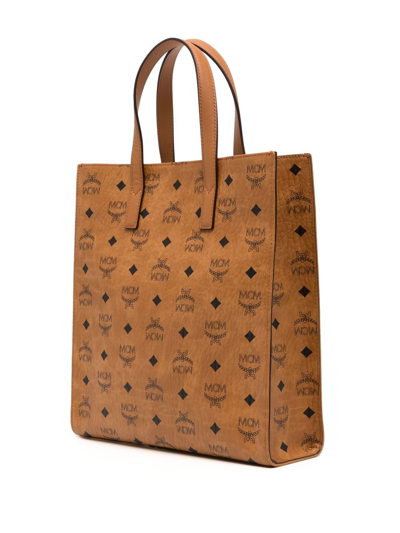 Shop Mcm Small Aren Tote Bag In Brown