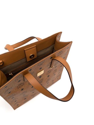 Mcm Small Aren Tote Bag In Brown
