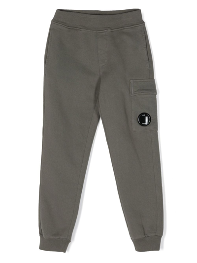 Shop C.p. Company Cotton Lens-detail Track-pants In Green