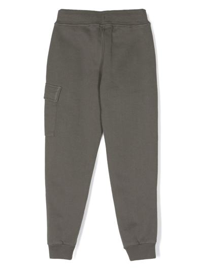 Shop C.p. Company Cotton Lens-detail Track-pants In Green