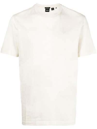 Shop Hugo Boss Crew Neck Short-sleeved T-shirt In Neutrals