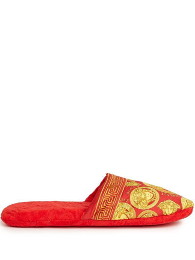 Shop Versace Medusa Amplified Mule Slippers In Red