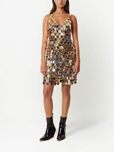Rabanne Paillette-chainmail Sparkle Minidress In Gold