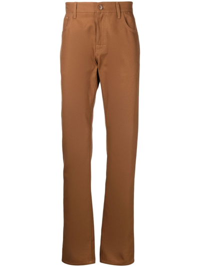 Raf Simons Slim-cut Leg Trousers In Brown