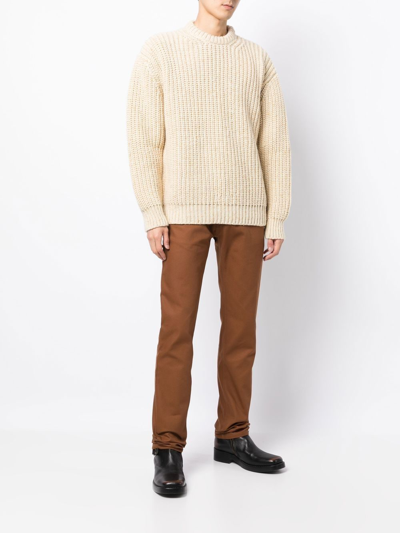Raf Simons Slim-cut Leg Trousers In Brown
