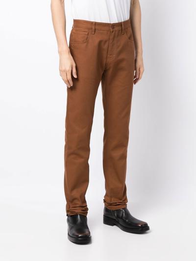 Raf Simons Slim-cut Leg Trousers In Brown