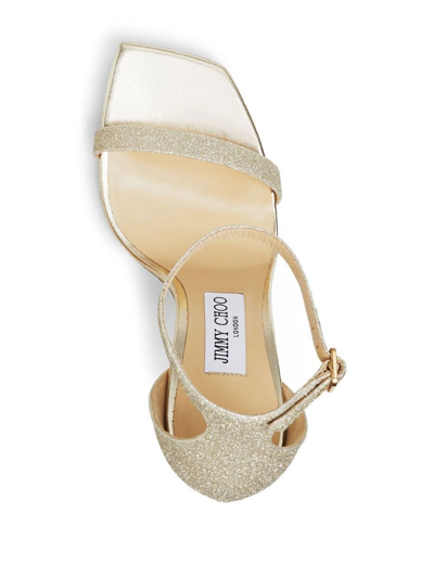 Jimmy Choo Alva 120 Glittered Metallic Leather Platform Sandals In Gold