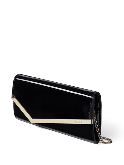 Jimmy Choo Emmie Patent Leather Clutch Bag In Black