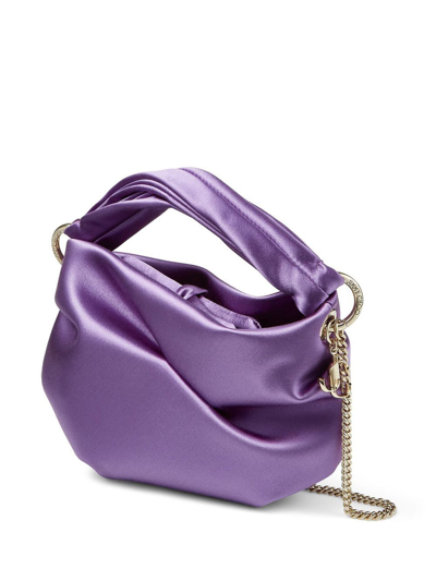 Shop Jimmy Choo Bonny Satin Tote Bag In Purple