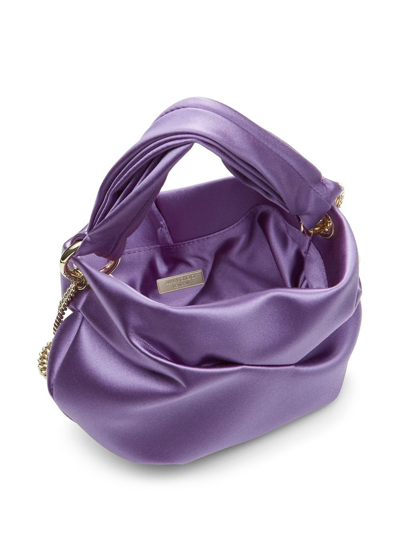 Shop Jimmy Choo Bonny Satin Tote Bag In Purple