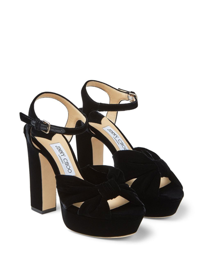 Jimmy Choo Heloise Velvet Platform Sandals In Black