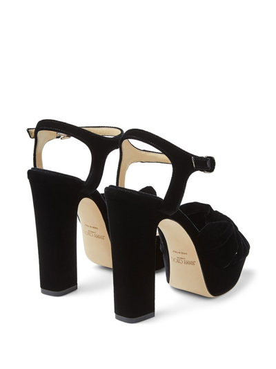 Jimmy Choo Heloise Velvet Platform Sandals In Black