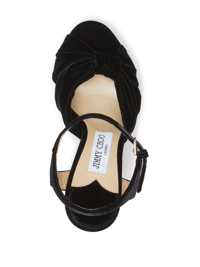 Jimmy Choo Heloise Velvet Platform Sandals In Black
